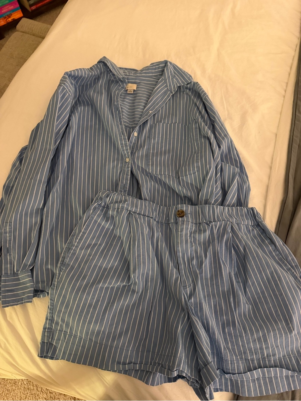 Blue Poplin Shirt and Short Set